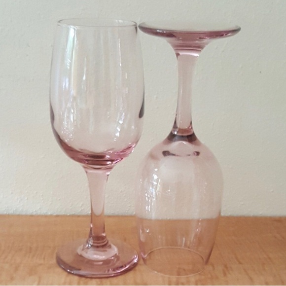Vintage Libbey Premiere Blush Pink Wine Glasses - sold individually (each) - Picture 3 of 7